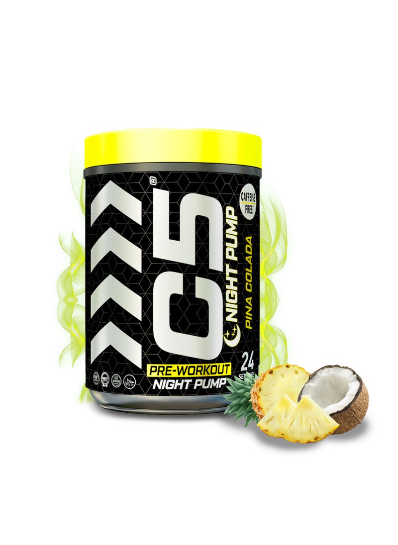 C5 Night Pre Workout Powder Pina Colada - 24 Servings, Free Caffeine - Sugar Free-Zero Calories-Beta Alanine-Citrulline Malate, High-Performance PreWorkout Booster Supplement