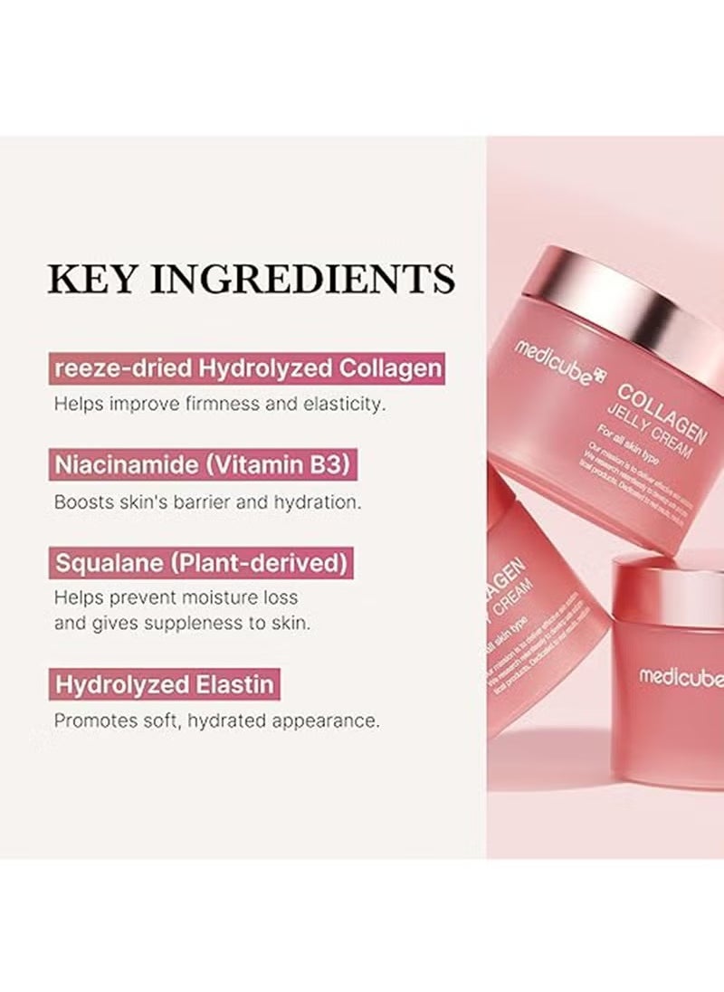 Medicube Collagen Jelly Cream- Niacinamide & Freeze-Dried Hydrolyzed Collagen - Boosts skin's barrier hydration and gives 24h Glow & Lifted Look - No artificial color, Korean skincare (3.71 fl.oz.)