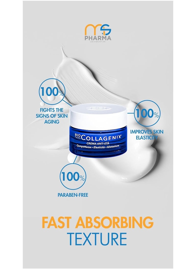 Anti-Aging Cream with Marine Collagen, Hyaluronic Acid & Vitamin C – Deep Hydration, Firming & Skin Rejuvenation, Reduces Visible Aging, Fights Wrinkles, Even Tone & Youthful Radiance