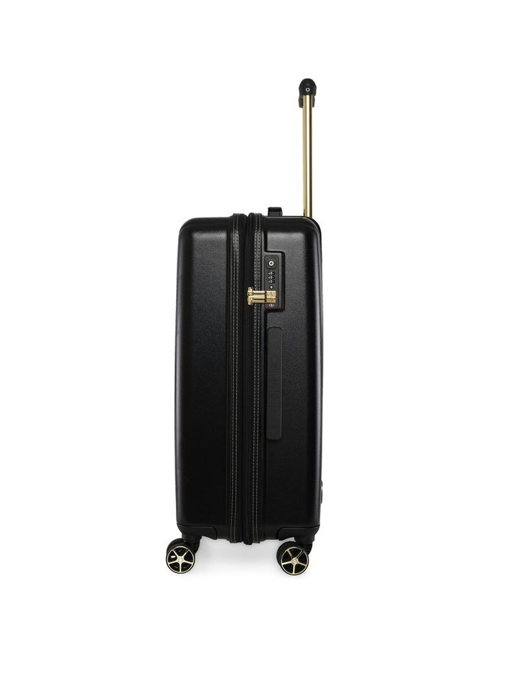 Big Monogram Hardside Spinner Luggage On Wheels, Ultra Lightweight ABS, 4 Double Wheels Color BLACK