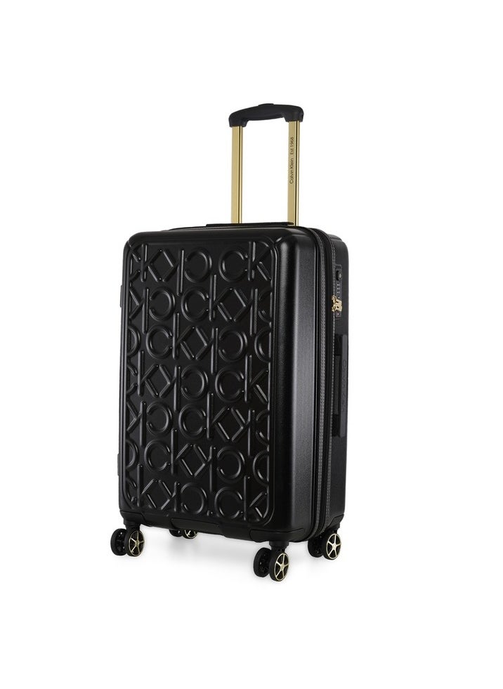 Big Monogram Hardside Spinner Luggage On Wheels, Ultra Lightweight ABS, 4 Double Wheels Color BLACK