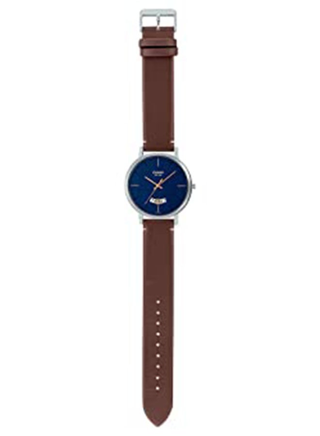 Men's Leather Strap Analog Wrist Watch MTP-B100L-2EVDF - 51 mm - Brown