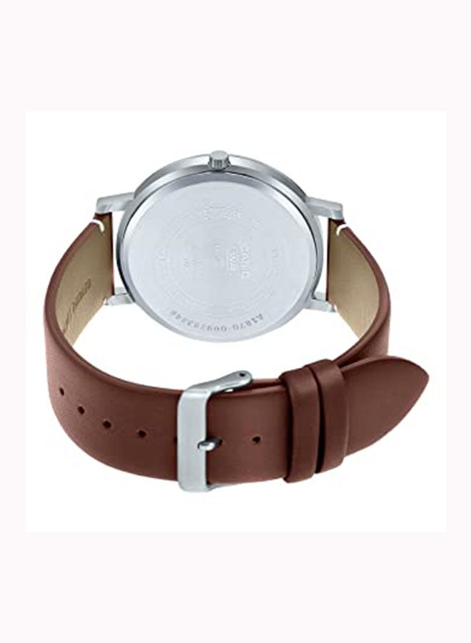 Men's Leather Strap Analog Wrist Watch MTP-B100L-2EVDF - 51 mm - Brown