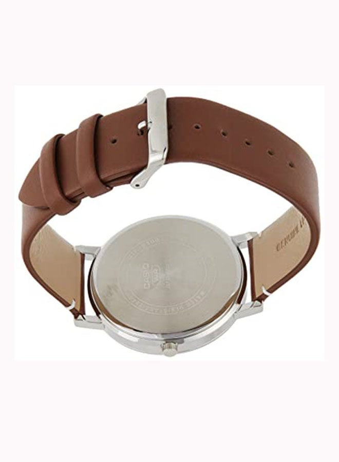 Men's Leather Strap Analog Wrist Watch MTP-B100L-2EVDF - 51 mm - Brown