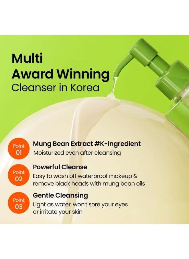 Mung Bean Cleansing Oil 200ml, EVE VEGAN Certified, Natural deep cleansing oil for Sensitive & Dry skin, Korean Cleansing Oil