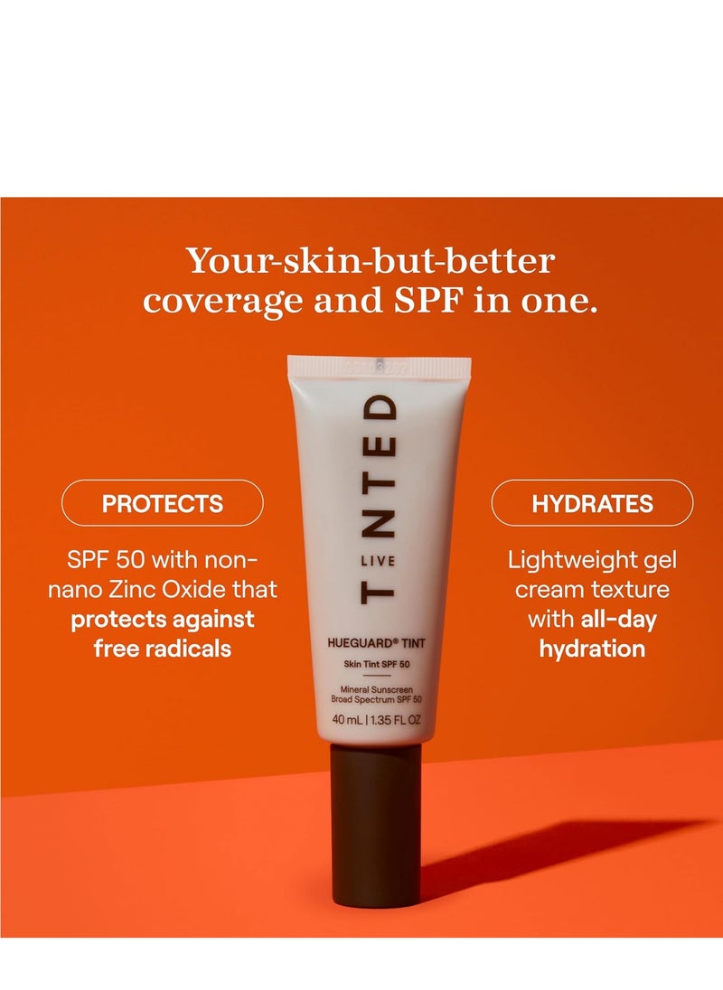 Live Tinted Hueguard Skin Tint SPF 50 - Tinted Mineral Sunscreen with Light-Medium Buildable Coverage With a Hydrating and Radiant Finish - Water and Sweat Resistant, 1.35 fl oz - Shade 06