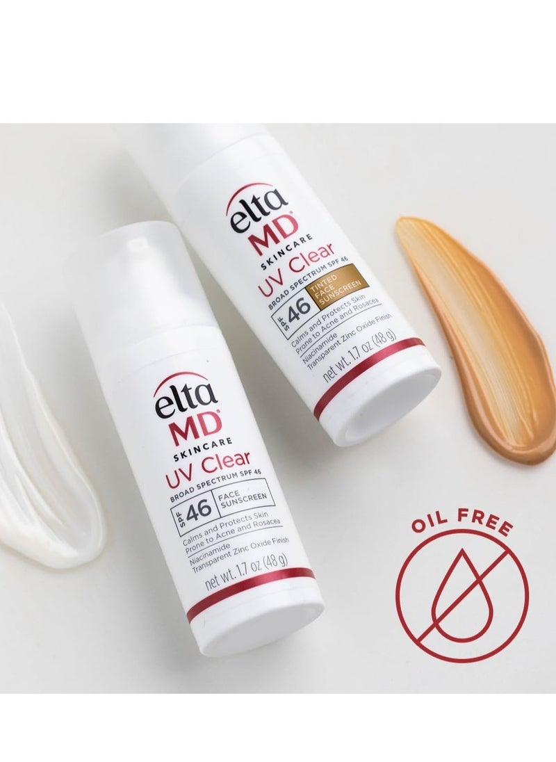 EltaMD UV Clear Facial Sunscreen SPF 46 - For Skin Types Prone To Acne, Rosacea & Hyperpigmentation 48g/1.7oz Cream