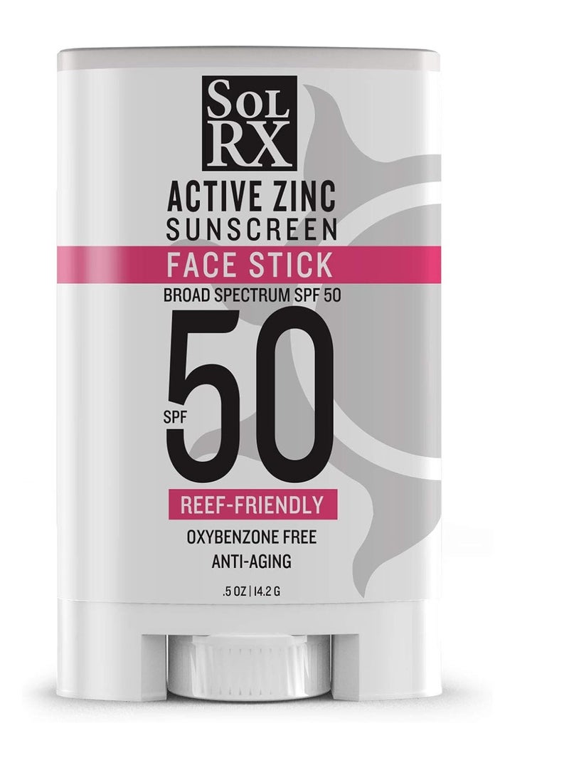 SolRX MINERAL SPF 50 Sunscreen Stick for Face - Zinc Oxide Sunsceen Stick, Clear, Non-Greasy