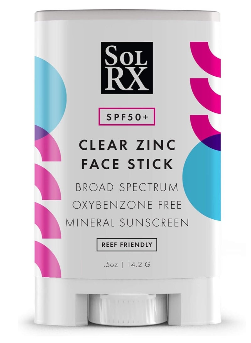 SolRX MINERAL SPF 50 Sunscreen Stick for Face - Zinc Oxide Sunsceen Stick, Clear, Non-Greasy