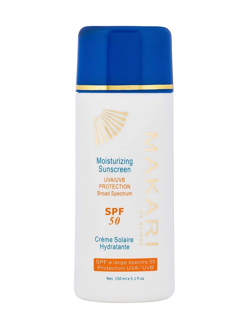 Makari Moisturizing Sunscreen SPF 50 (5.1 fl oz) | Broad Spectrum UVA & UVB Sunblock with Beeswax | Anti-Aging Sunscreen for Face and Body | Lightweight Face Sunscreen Lotion with SPF