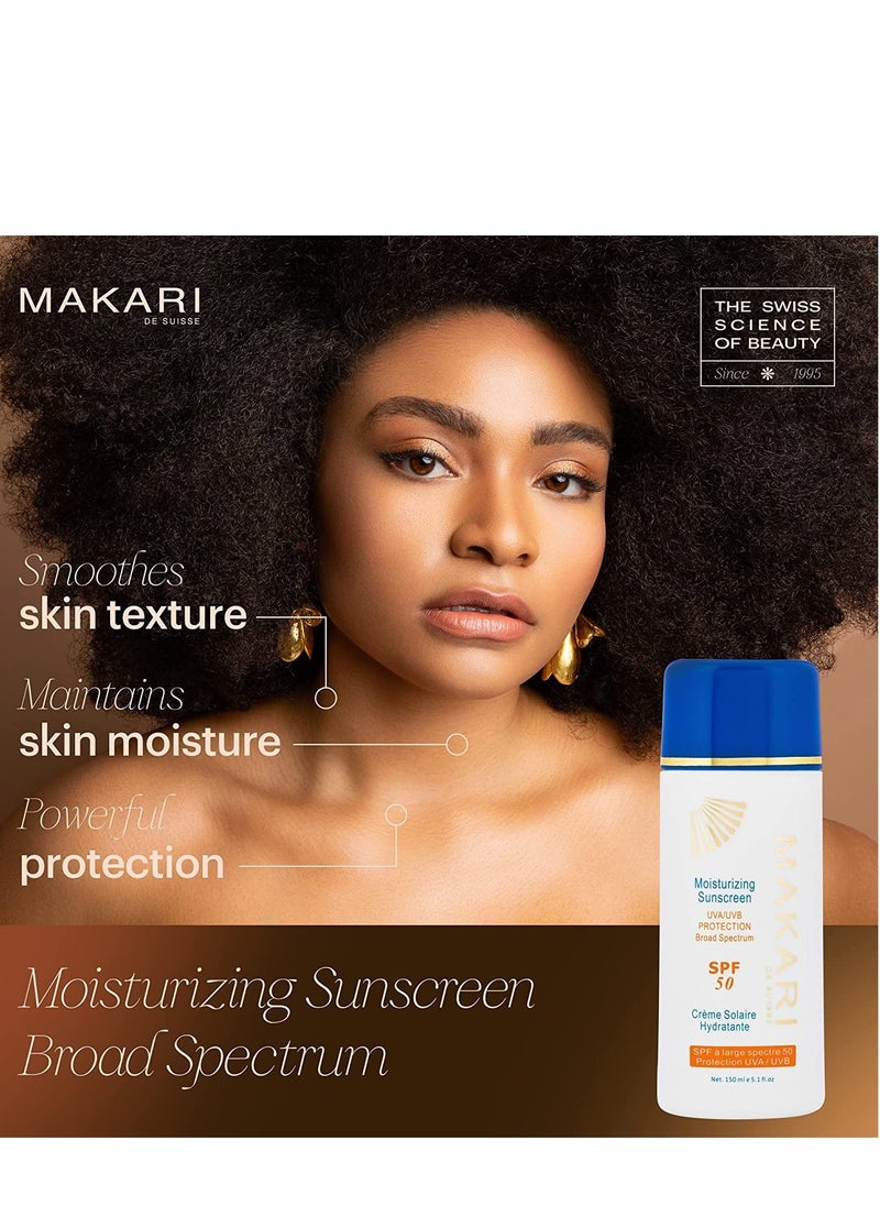 Makari Moisturizing Sunscreen SPF 50 (5.1 fl oz) | Broad Spectrum UVA & UVB Sunblock with Beeswax | Anti-Aging Sunscreen for Face and Body | Lightweight Face Sunscreen Lotion with SPF