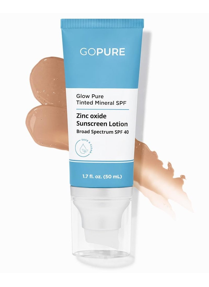 goPure Glow Pure Tinted Mineral SPF 40 PA +++ | Dermatologist-tested Face Sunscreen | Tinted Moisturizer with SPF | Protected Glowing Skin | No artificial fragrance, Reef-Friendly & Natural Sunscreen