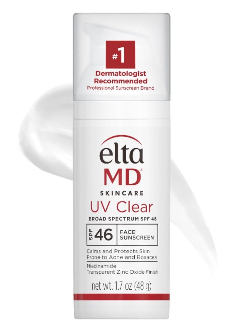 EltaMD UV Clear Facial Sunscreen SPF 46 - For Skin Types Prone To Acne, Rosacea & Hyperpigmentation 48g/1.7oz Cream