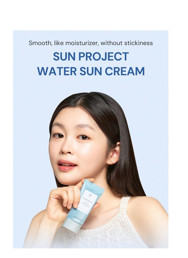 THANKYOU FARMER Sun Project Water Sun Cream 1.75 Fl Oz (50ml) - Travel Size Sunscreen, Face Sunscreen for Sensitive Skin, Korean Sunscreen for Face