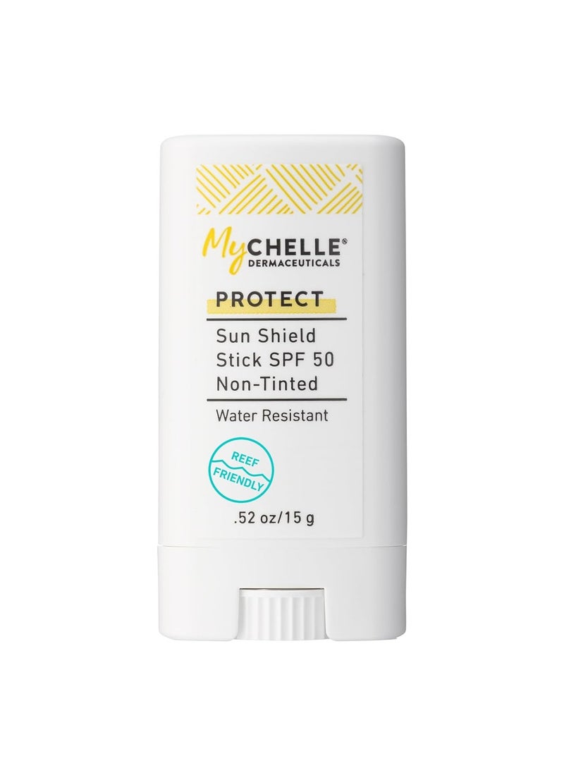 Mychelle Dermaceuticals Sun Shield Stick Spf 50 Non-Tinted - Natural Liquid Zinc Sunscreen Vitamin E and Jojoba - Water Resistant up to 80 Minutes - Sunscreen for Face, Reef Safe, Safe for Children