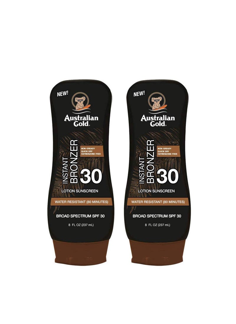 Australian Gold SPF#30 Lotion with Instant Bronzer 8 Ounce (Pack of 2)