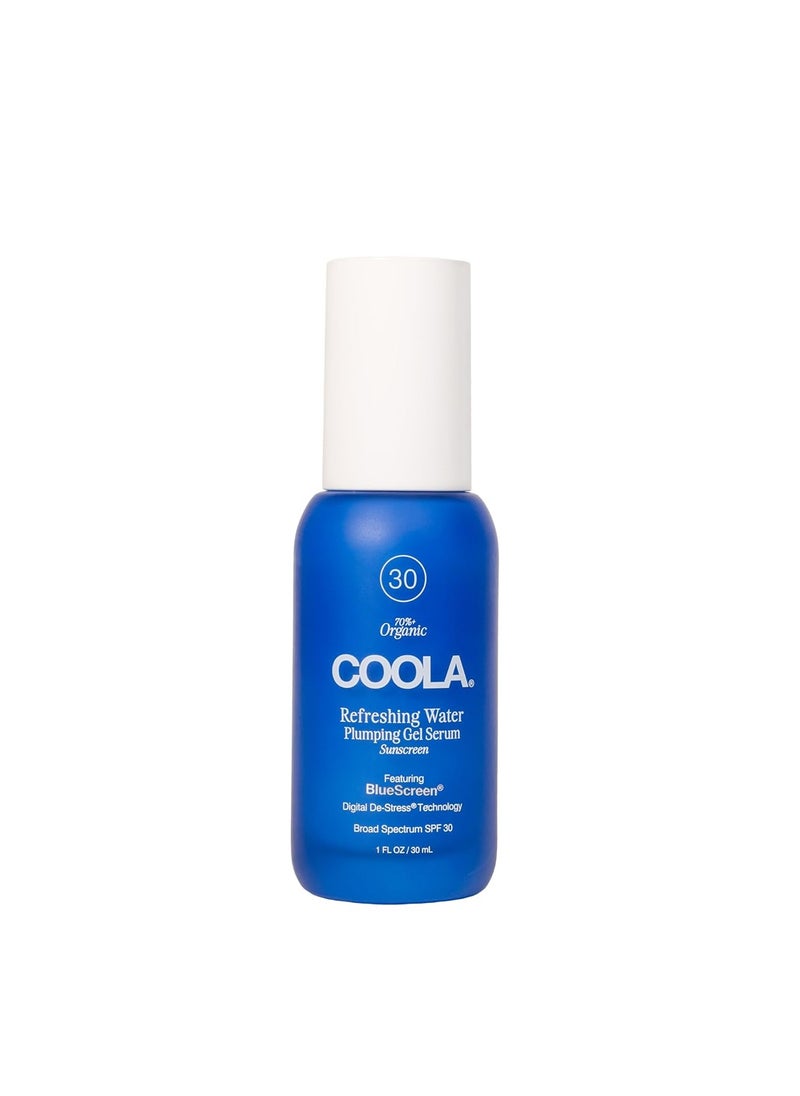 COOLA Refreshing Water Plumping Gel with SPF 30, Dermatologist Tested Face Sunscreen with Hyaluronic Acid, Organic Aloe, and Coconut Water, 1 Fl Oz