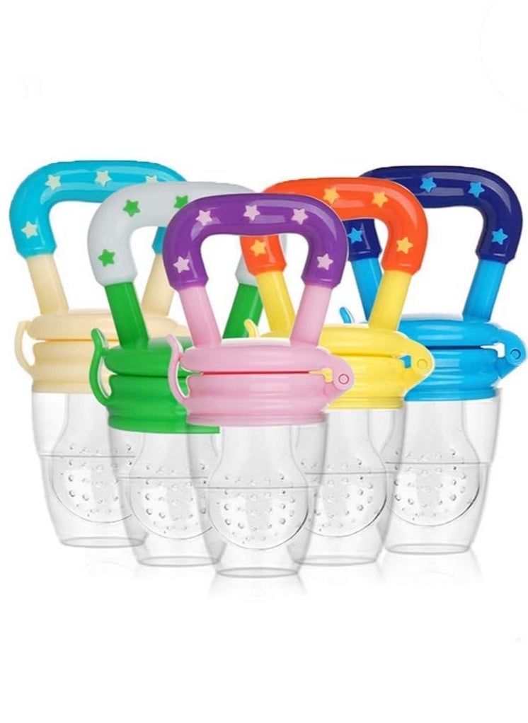 5pcs Baby Food Feeder Fruit Food Silicone Nipple Teething Toy- Reusable Pacifier for Aching Gums, Introduce Tasty Fruits to Your Little One's Diet, BPA-Free