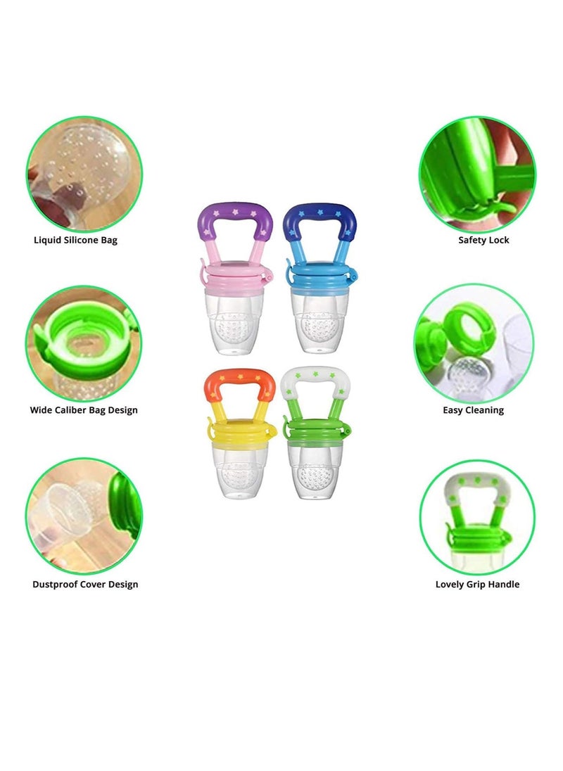 5pcs Baby Food Feeder Fruit Food Silicone Nipple Teething Toy- Reusable Pacifier for Aching Gums, Introduce Tasty Fruits to Your Little One's Diet, BPA-Free