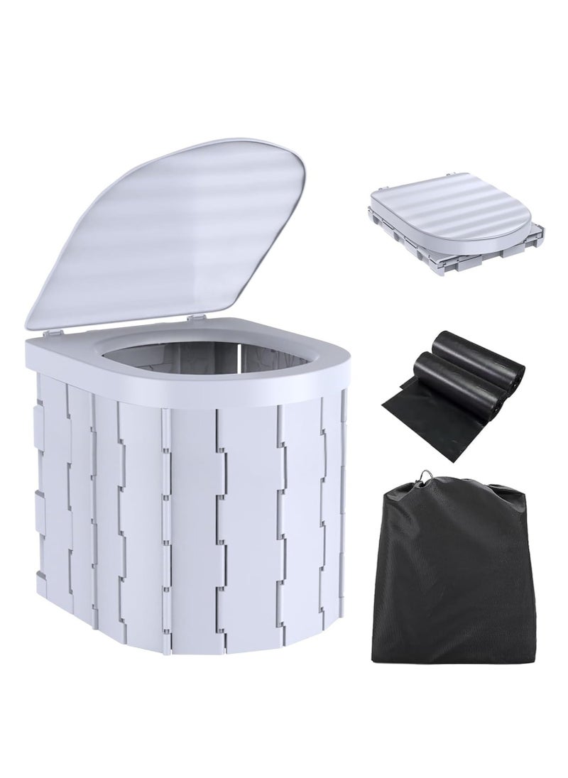 Camping Toilet & Sanitation Kit – Portable Foldable Potty for Adults & Kids, Trash Can and Stool for Outdoor Adventures