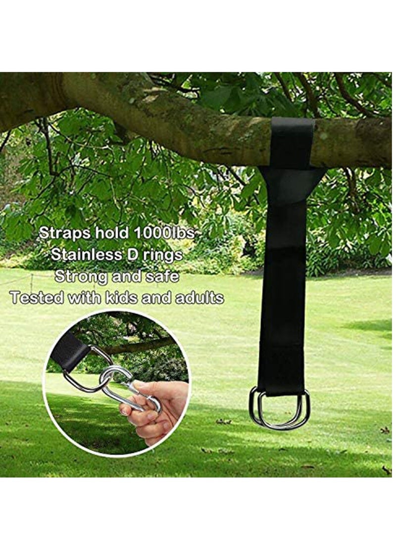 Swing Straps Hanging Kit, Waterproof 150cm Long with 2 Safety Sturdy Zinc Alloy Lock Carabiners Hooks and 1 Carrying Bag, Holds 2200 LBs for Tire, Disc Swings, Hammocks