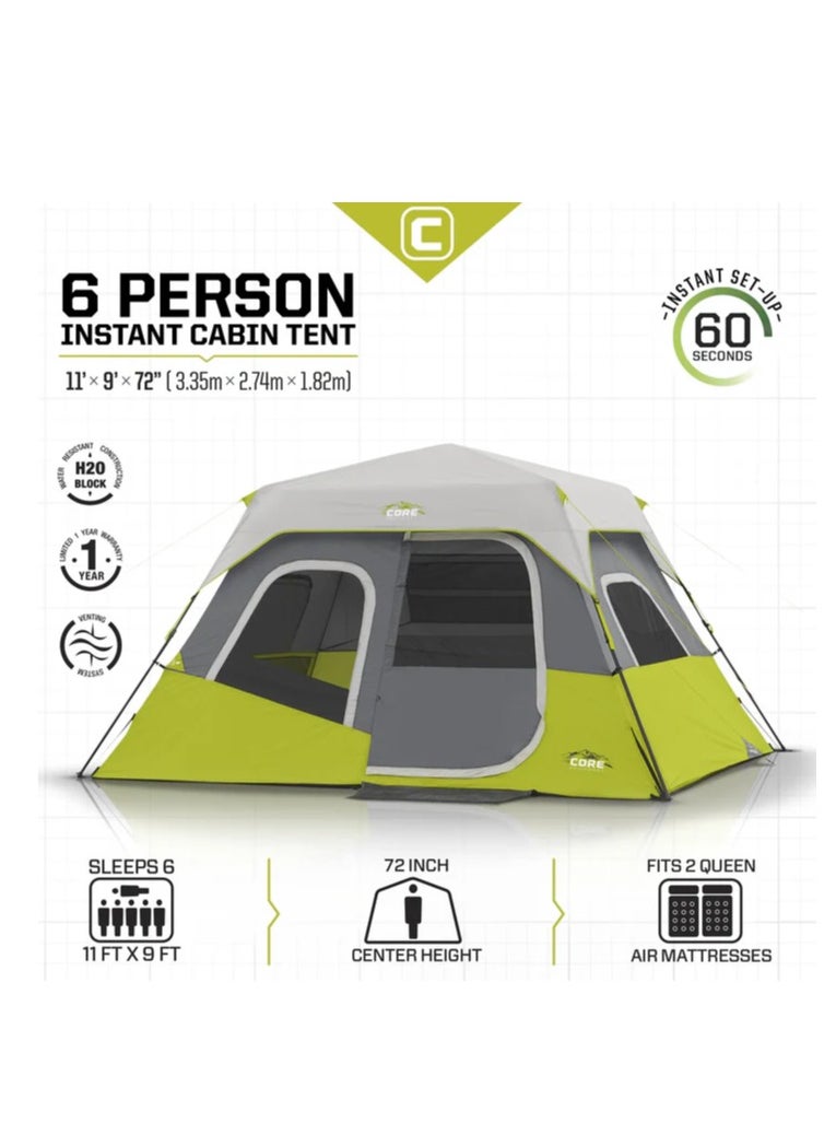 CORE 6 Person Instant Cabin Tent 11' x 9'