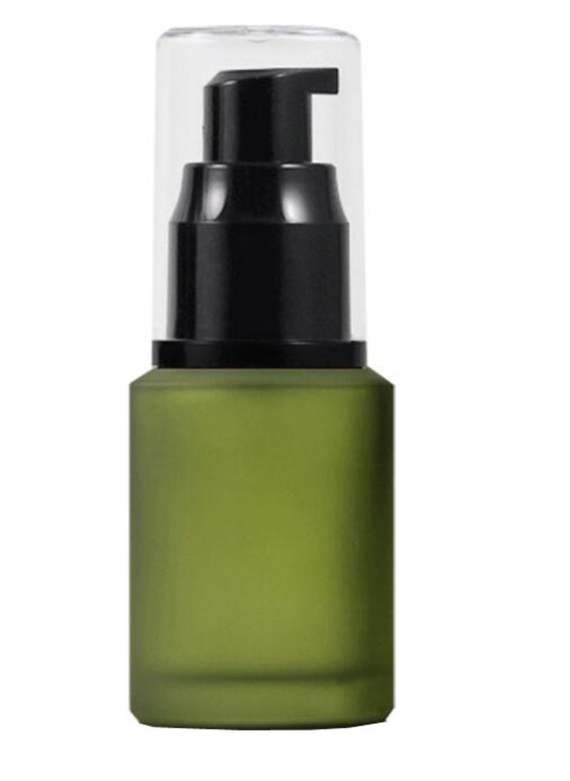 1PCS 60ML/2OZ Empty Refillable Green Frosted Glass Bottles with Pump Vial Cosmetic Dispenser Jars Storage Container Portable Travel Bottle Sample Trial Packing