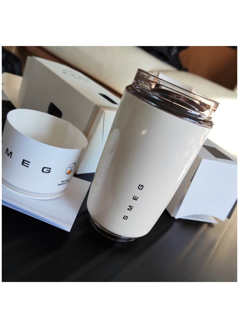 Travel Coffee Mug, 350ml Insulated Beverage Cup With Leakproof Lid, Long Lasting Coffee Tumbler With Lid And Straw, Travel Coffee Thermos White