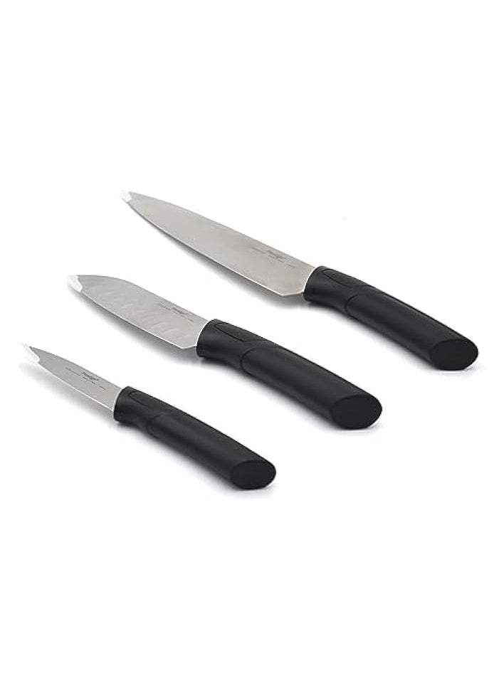 3Pc Knife Set - Stainless Steel Blades Essential Kitchen Knives for Precision Cutting and Chopping Silver