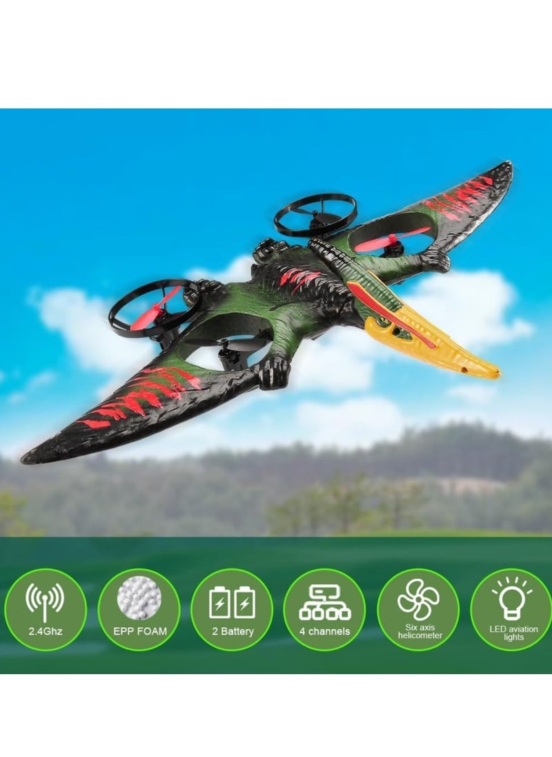 Dragon Remote Control Airplane – RC Dinosaur Plane 2.4G 6-Axis Gyro EPP Foam RC Aircraft, One Key Take Off, 360° Rotation, Easy to Fly RC Glider for Kids & Beginners – Fun Flying Toy (Green)