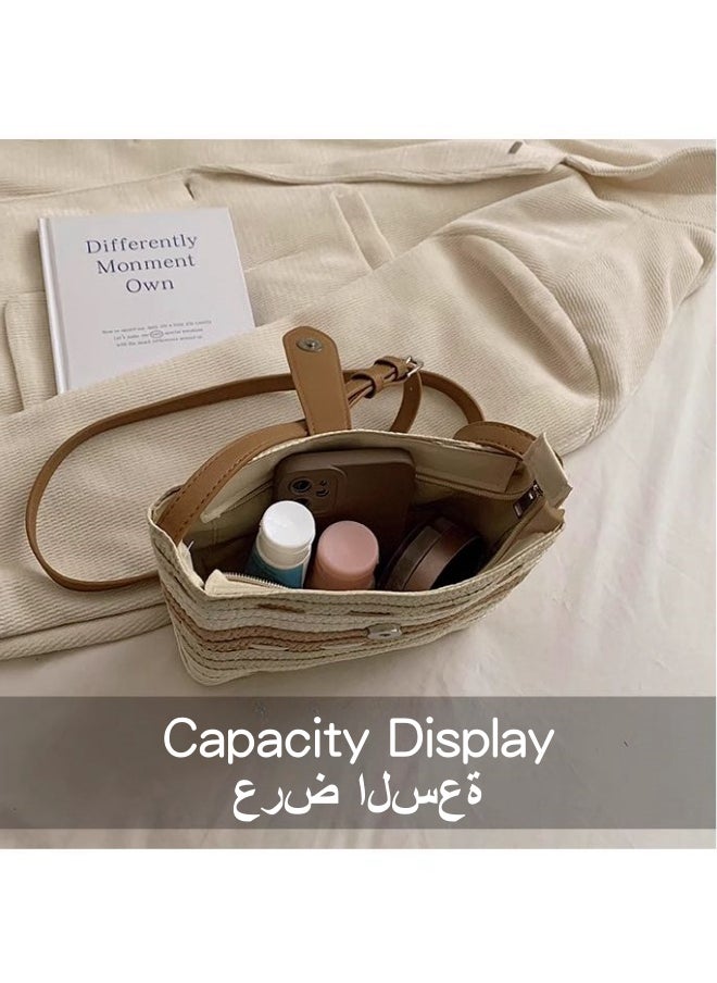 Women's Straw Beach Bag Satchel Bag, Ladies Large Capacity Resort Tote Bag Clutch Bag Handbag, Tassel Pendant Shoulder Bag Sling Bag Side Bag Gift Bag Phone Bag for Girls and College Students