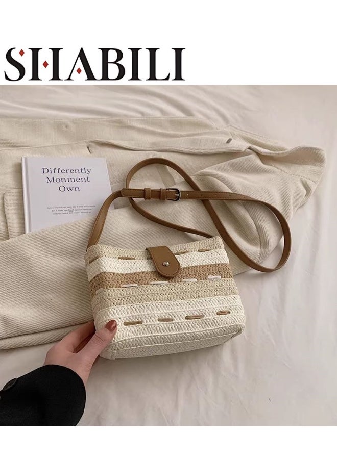 Women's Straw Beach Bag Satchel Bag, Ladies Large Capacity Resort Tote Bag Clutch Bag Handbag, Tassel Pendant Shoulder Bag Sling Bag Side Bag Gift Bag Phone Bag for Girls and College Students