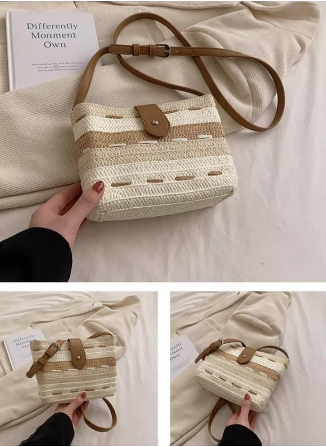 Women's Straw Beach Bag Satchel Bag, Ladies Large Capacity Resort Tote Bag Clutch Bag Handbag, Tassel Pendant Shoulder Bag Sling Bag Side Bag Gift Bag Phone Bag for Girls and College Students