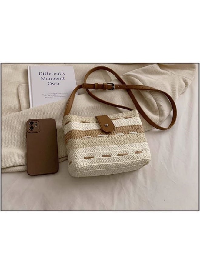 Women's Straw Beach Bag Satchel Bag, Ladies Large Capacity Resort Tote Bag Clutch Bag Handbag, Tassel Pendant Shoulder Bag Sling Bag Side Bag Gift Bag Phone Bag for Girls and College Students