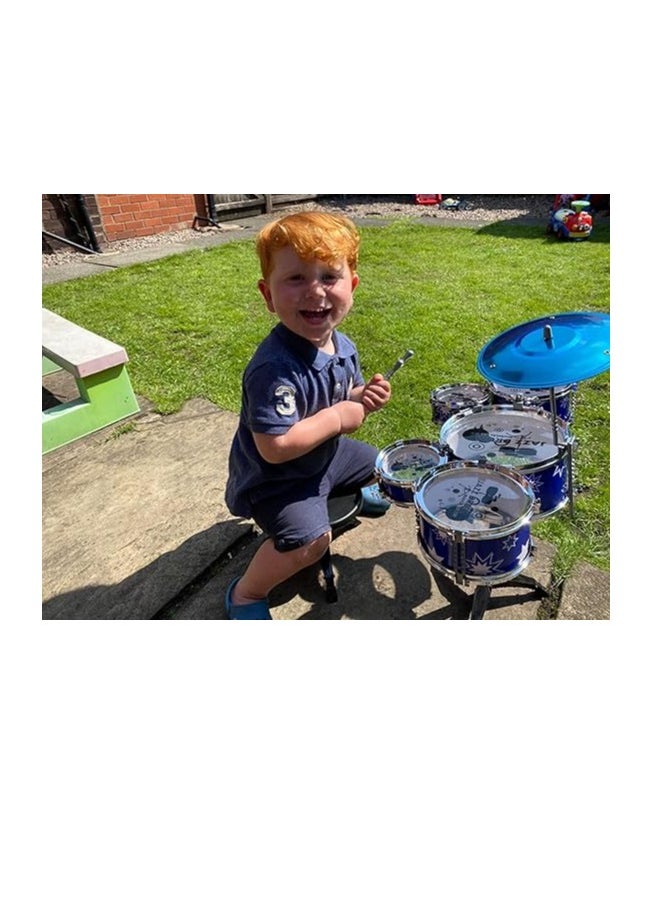 Drum Set for Kids Jazz Drum Kit Toddler Drum Set with Stool Percussion Musical Instruments Kids Drum Set Toys for 3 4 5 Year Old Boys Girls Gifts