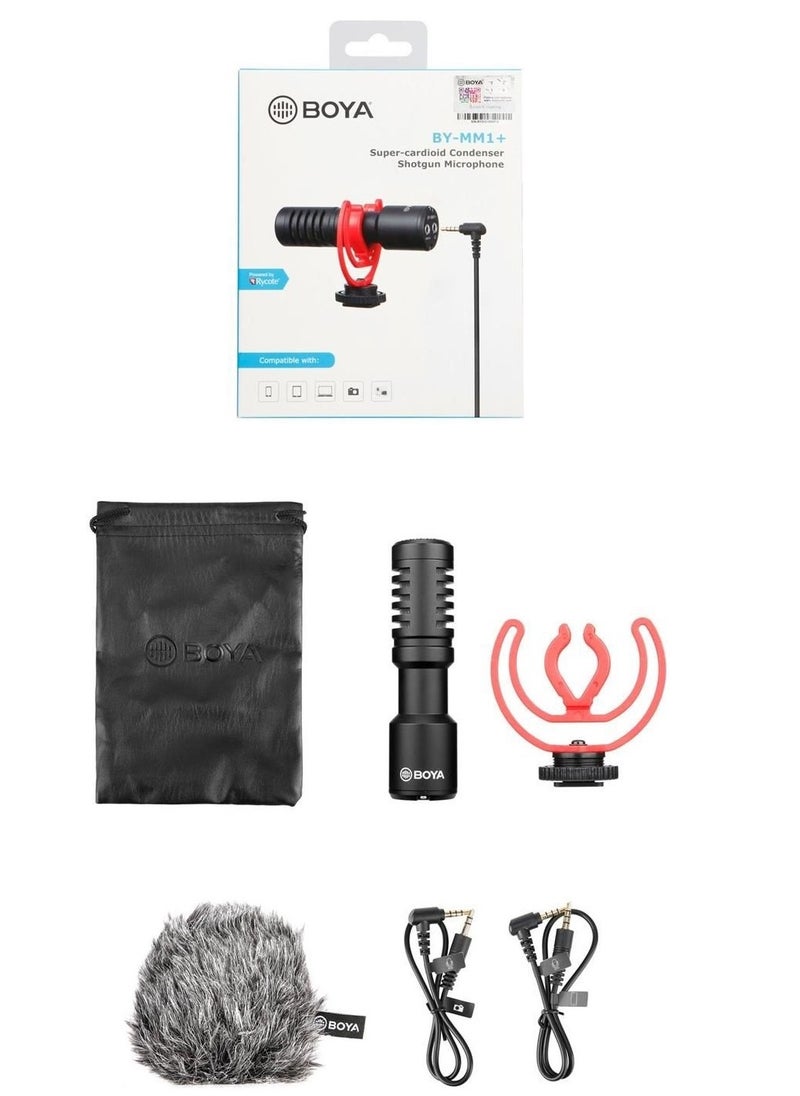 BOYA BY-MM1+ Professional Audio Recording Microphone – On-Camera, Cardioid, Condenser, Mini Mic for Smartphone, DSLR, DV, Live Streaming, Interviewing, and Vlogging