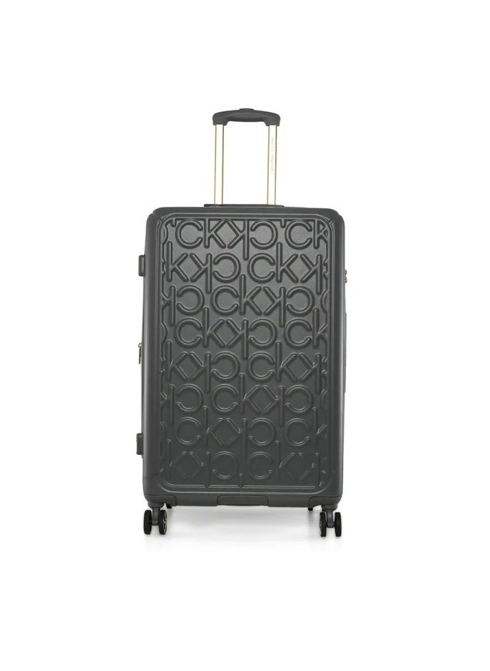 Big Monogram Hardside Spinner Luggage On Wheels, Ultra Lightweight ABS, 4 Double Wheels Color GREY