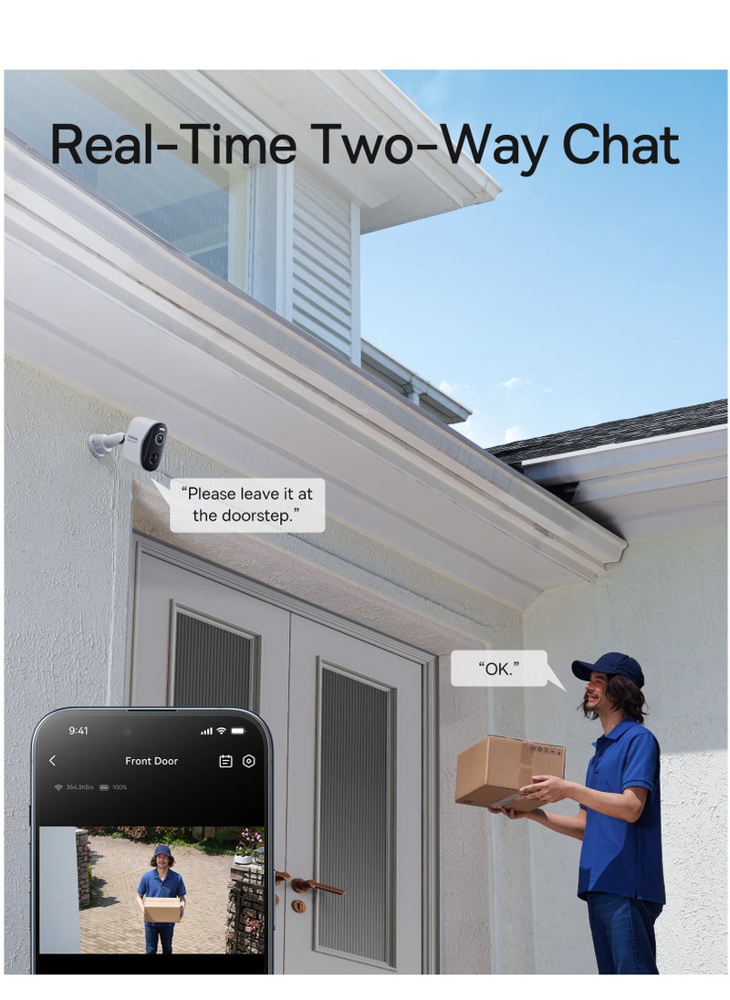 Wireless Security Camera, HD CCTV Camera, 2K Smart Outdoor Security Camera, Night Vision, Spotlight & Alert, 2-Way Audio, Home Security Camera Without Subscription, 16TB Expandable Local Storage, 210 Days Battery Life, Waterproof & Dustproof, Remote Viewing Camera, Smart Home Security Camera, No Monthly Fee, Works with Alexa & Google Home for Best Monitoring & Protection