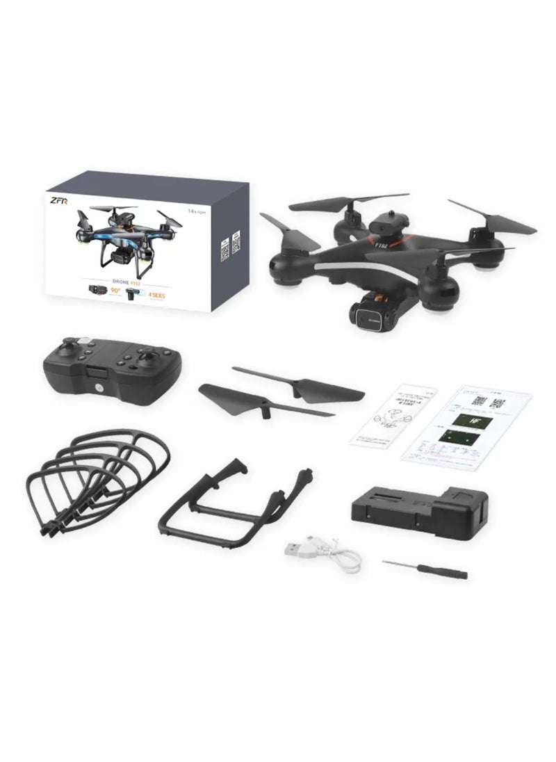 ZFR F192 Drone 90° Remote ESC Multifunctional Mini Drone Optical Flow Positioning, Handless Mode, Altitude Mode, 306° Flip, WiFi, One Key Return, Obstacle Avoidance & LED Light Black
