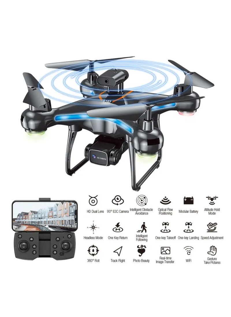 ZFR F192 Drone 90° Remote ESC Multifunctional Mini Drone Optical Flow Positioning, Handless Mode, Altitude Mode, 306° Flip, WiFi, One Key Return, Obstacle Avoidance & LED Light Black