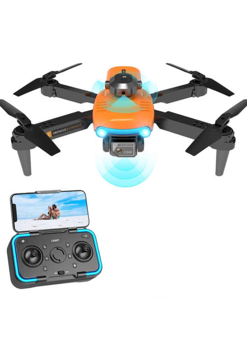 ZFR F187 Mini Drone With 4-Sides Obstacle Avoidance RC Drone Multifunctional F187 Convenient Folding, App Control, Real Time Map, & Long Endurance With Carrying Case Orange