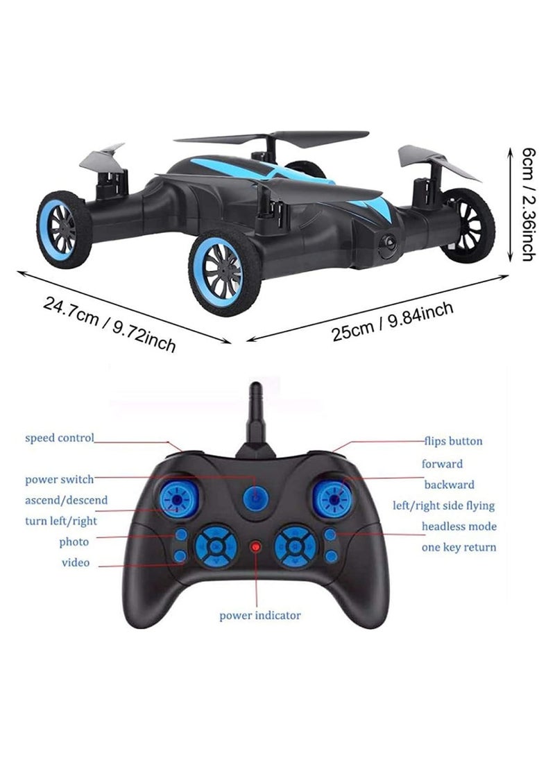 LH-X21 RC Car Mini Drone 2-In-1 RC Flying Car & Drone Headless Mode 3D Rolling One-key Return Portable Drone & RC Car For Adults And Kids Blue/Black