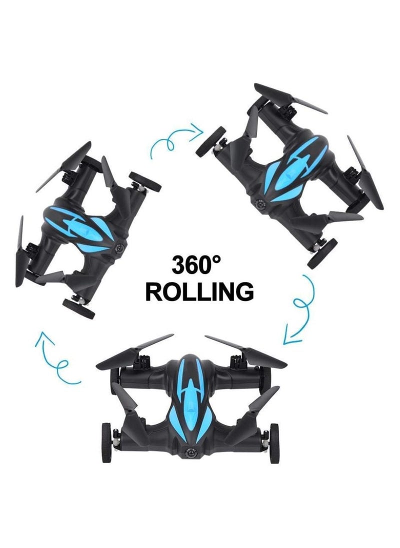 LH-X21 RC Car Mini Drone 2-In-1 RC Flying Car & Drone Headless Mode 3D Rolling One-key Return Portable Drone & RC Car For Adults And Kids Blue/Black
