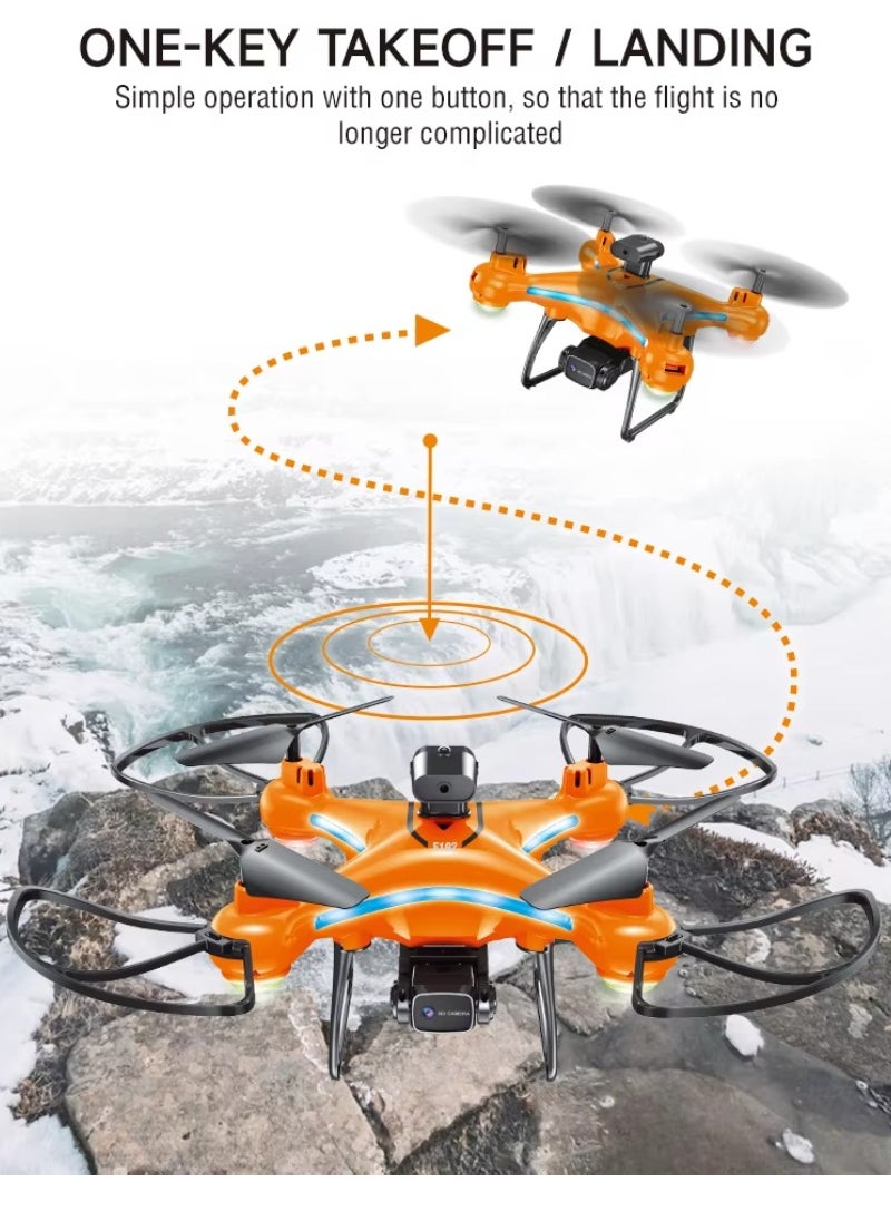 ZFR F192 Drone 90° Remote ESC Multifunctional Mini Drone Optical Flow Positioning, Handless Mode, Altitude Mode, 306° Flip, WiFi, One Key Return, Obstacle Avoidance & LED Light Orange/Black