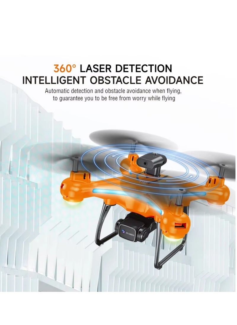 ZFR F192 Drone 90° Remote ESC Multifunctional Mini Drone Optical Flow Positioning, Handless Mode, Altitude Mode, 306° Flip, WiFi, One Key Return, Obstacle Avoidance & LED Light Orange/Black