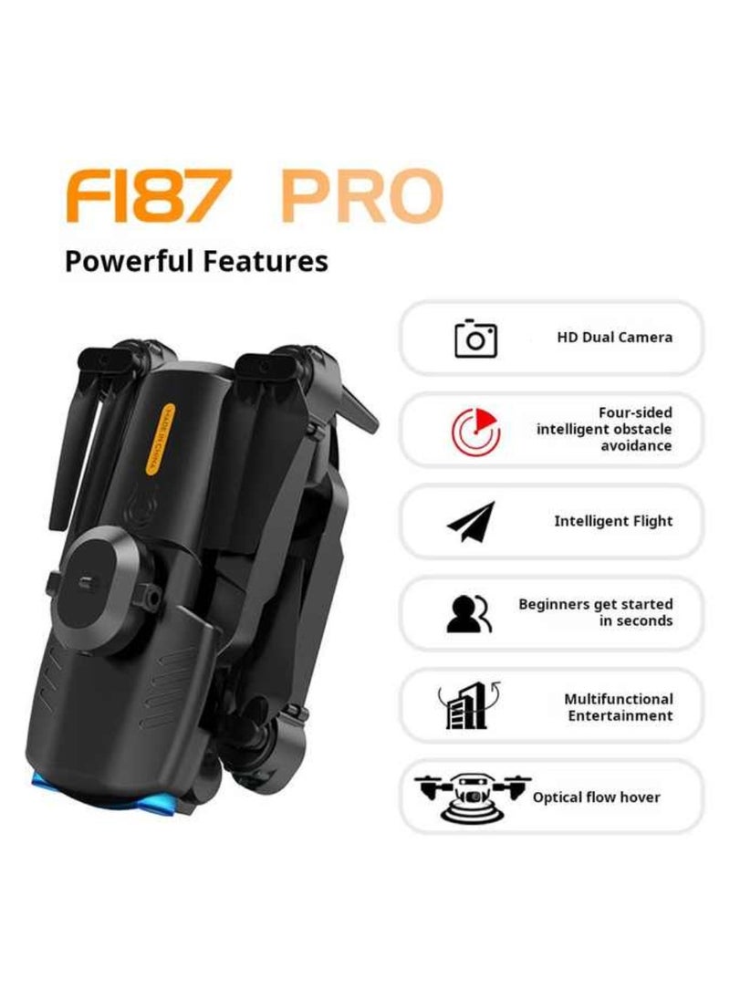 ZFR F187 Mini Drone With 4-Sides Obstacle Avoidance RC Drone Multifunctional F187 Convenient Folding, App Control, Real Time Map, & Long Endurance With Carrying Case Black