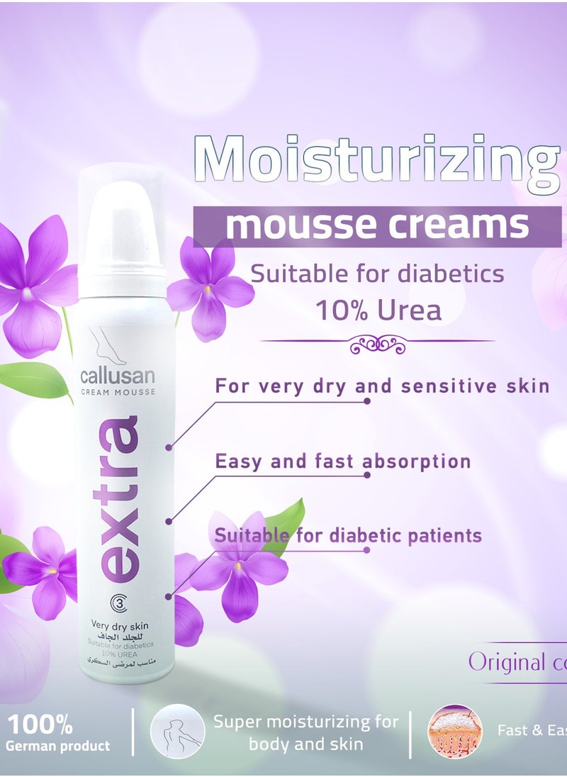 Callusan Extra Cream Mousse 125ML – 10% Urea | Intensive Care for Very Dry & Diabetic Skin | Fast-Absorbing Hydration