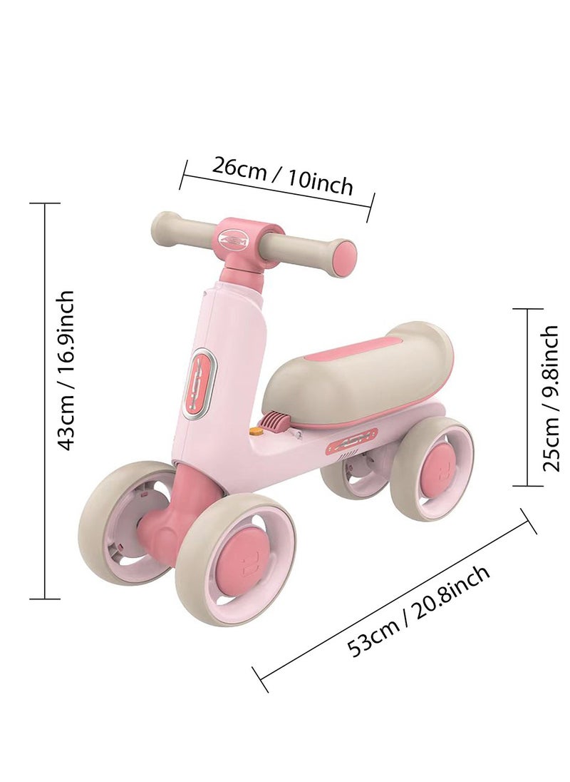 Baby Balance Bike for 1-3 Years, Kids Bike 4-wheel with Adjustable Seat, Indoor Outdoor Toddlers Riding Toys