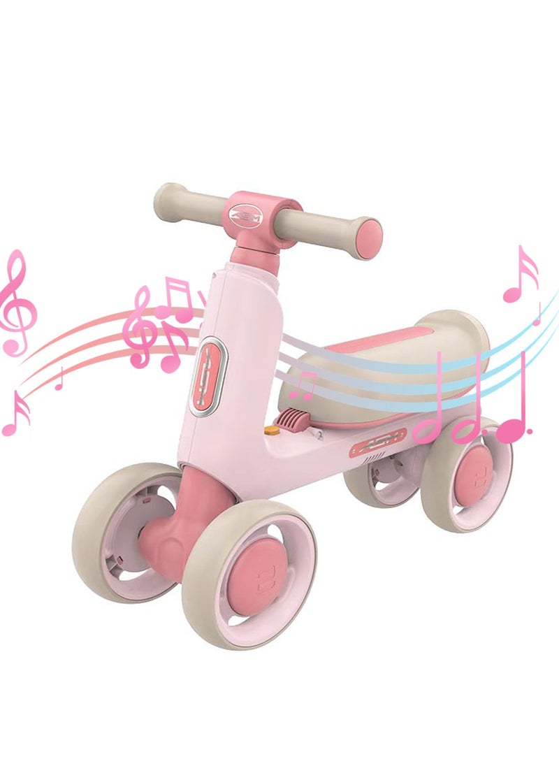 Baby Balance Bike for 1-3 Years, Kids Bike 4-wheel with Adjustable Seat, Indoor Outdoor Toddlers Riding Toys