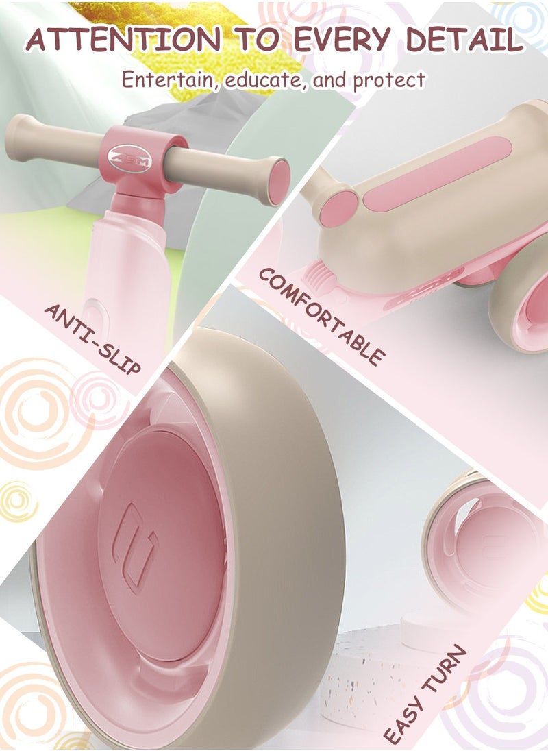 Baby Balance Bike for 1-3 Years, Kids Bike 4-wheel with Adjustable Seat, Indoor Outdoor Toddlers Riding Toys